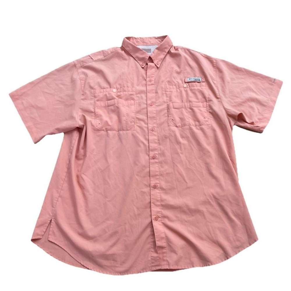Columbia PFG Omni Shade Shirt Coral Men's 2XL Short Sleeve Fishing Boating